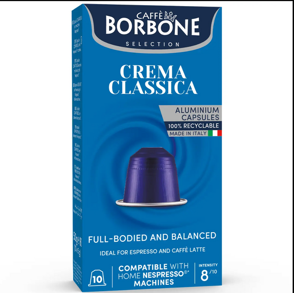 Espresso Caffe’ Borbone – blue Crema – 100 x 3 boxes minimum recycled Packaging with foil capsules