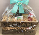 DIY Gourmet Hamper or Basket From $88, add more items to make it a larger gourmet basket, inclusive small wooden crate and clear wrapping, click the basket plus add the products if you like more items